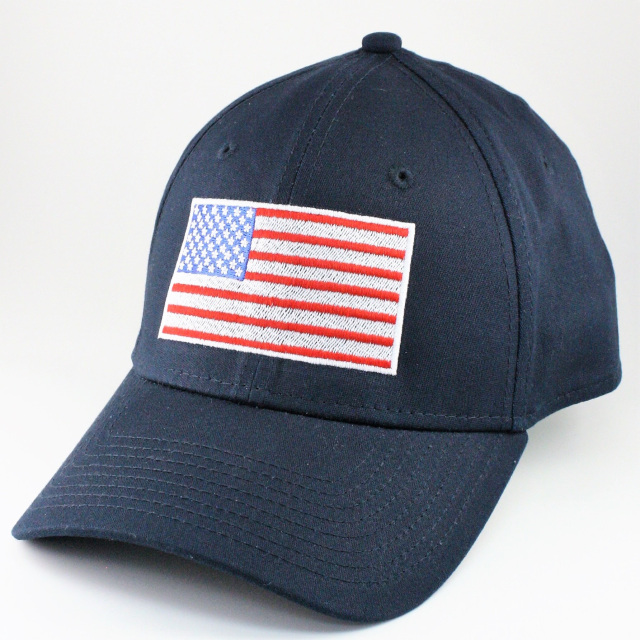 Fitted Caps with Embroidered American Flag